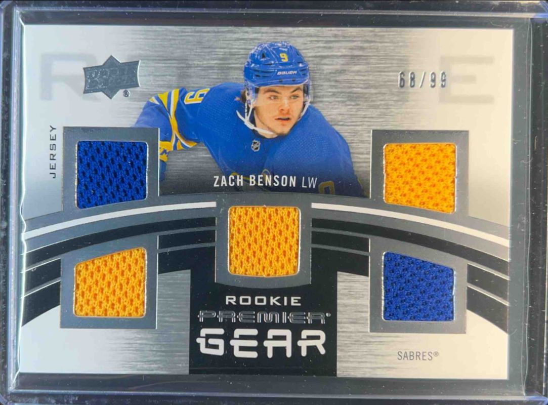 Zach Benson 2023 Upper Deck Premier #PGR-ZB Premier Gear Rookies - Jersey /99 RAW
