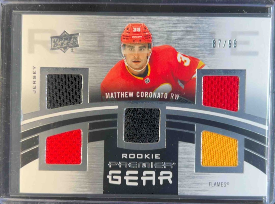 Matthew Coronato 2023 Upper Deck Premier #PGR-MC Premier Gear Rookies - Jersey /99 RAW