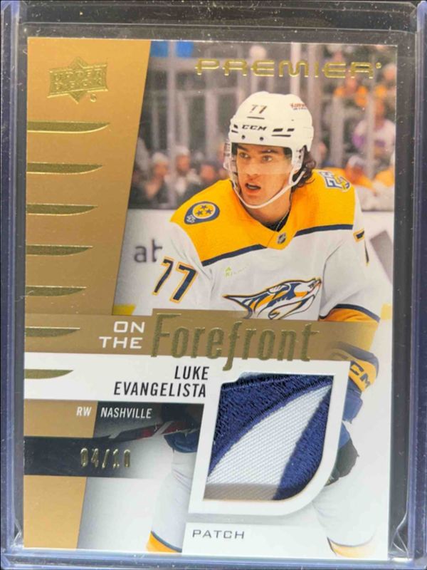 Luke Evangelista 2023 Upper Deck Premier #OFR-LE On the Forefront Jersey Rookies - Gold /10 RAW