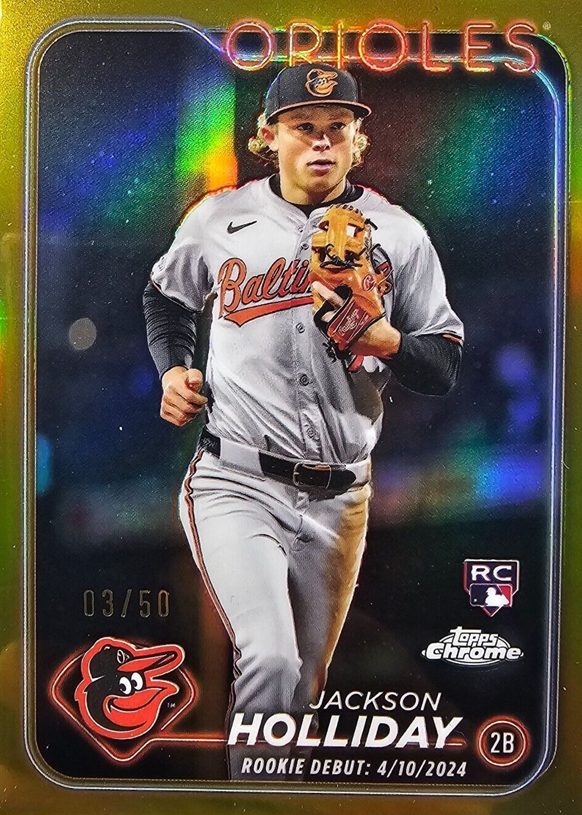 Jackson Holliday 2024 Topps Chrome Update #USC89 Rookie Debut - Gold ...