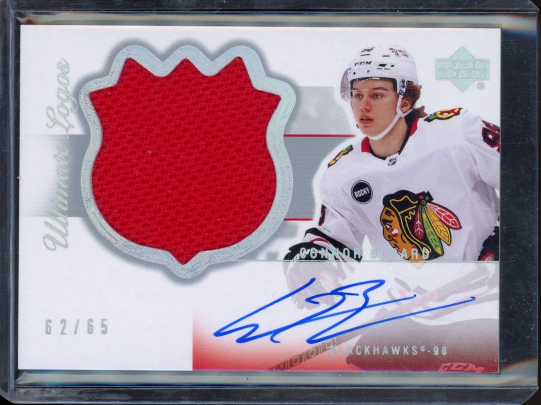 Connor Bedard 2023 Ultimate Collection #03R-CB 2003 Rookie Retro Material Signatures /65 RAW