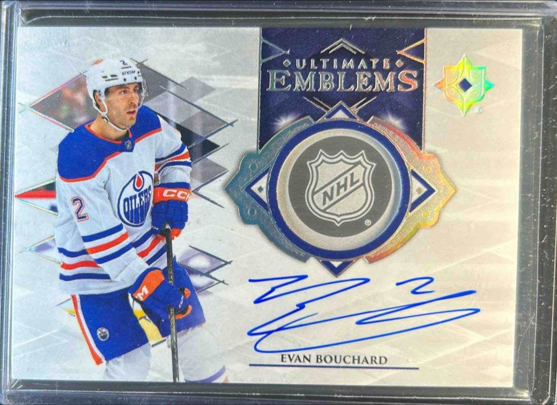 Evan Bouchard 2023 Ultimate Collection #UE-EB Ultimate Emblems - Auto RAW