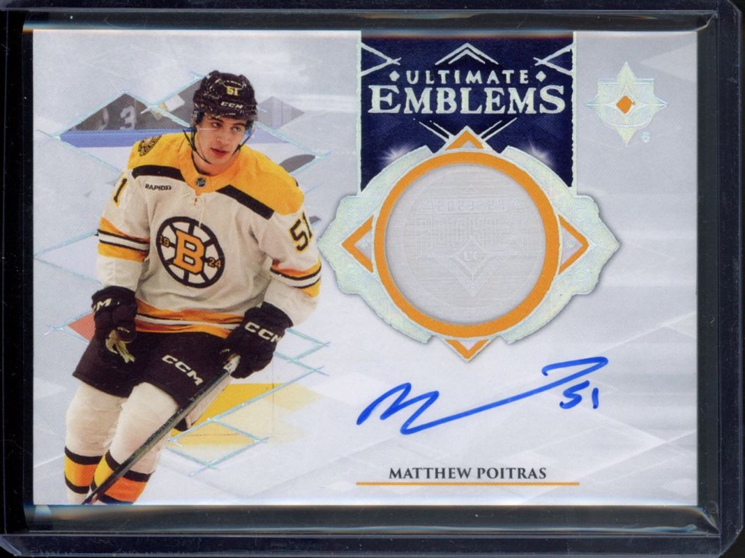 Matthew Poitras 2023 Ultimate Collection #UE-PO Ultimate Emblems - Auto Rookie RAW