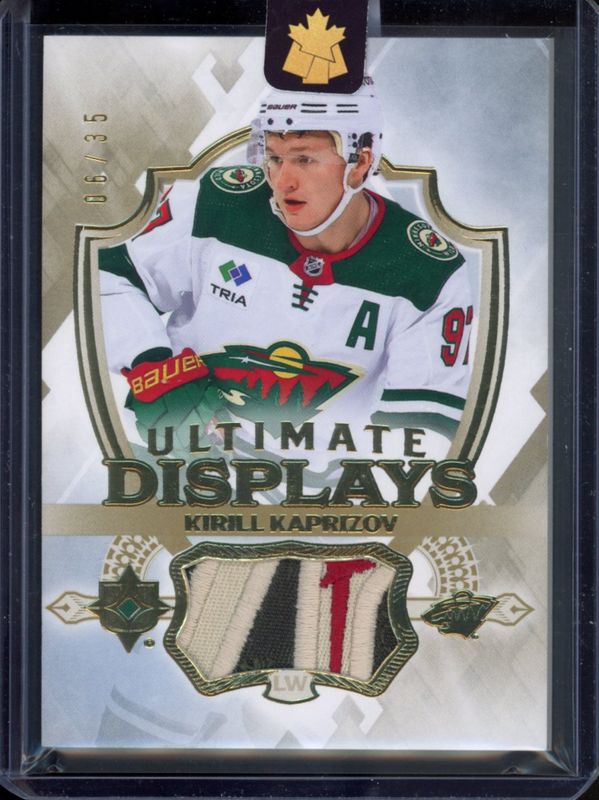Kirill Kaprizov 2023 Ultimate Collection #UD-KK Ultimate Displays - Gold Patch /35 RAW
