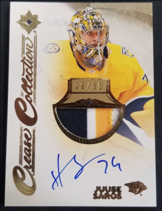 Juuse Saros 2023 Ultimate Collection #CC-JS Crease Collection - Gold Auto Patch /35 RAW