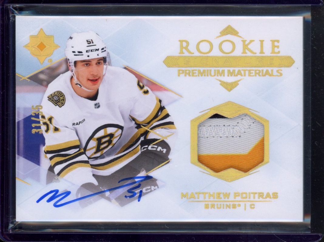 Matthew Poitras 2023 Ultimate Collection #RSM-MP Rookie Signatures Premium Materials /65 RAW