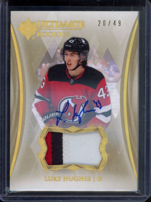 Luke Hughes 2023 Ultimate Collection #102 Base Auto - Ultimate Rookies Jersey /25 RAW
