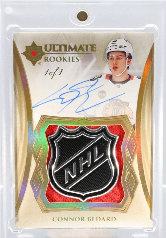 Connor Bedard 2023 Ultimate Collection #101 Shield /1 Rookie RAW