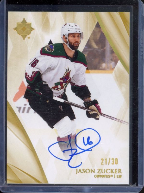 Jason Zucker 2023 Ultimate Collection #37 Base Auto - Gold /15 RAW