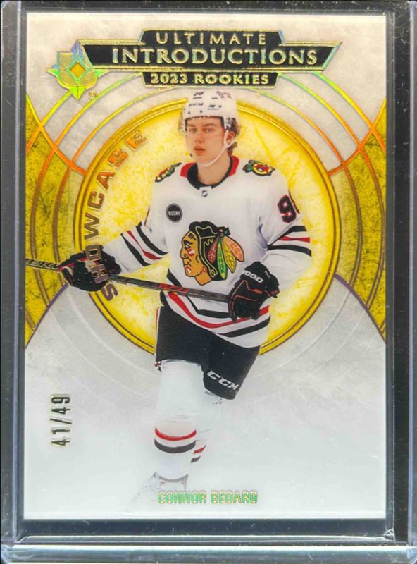 Connor Bedard 2023 Ultimate Collection #UI-98 Ultimate Introductions - Gold /49 Rookie RAW