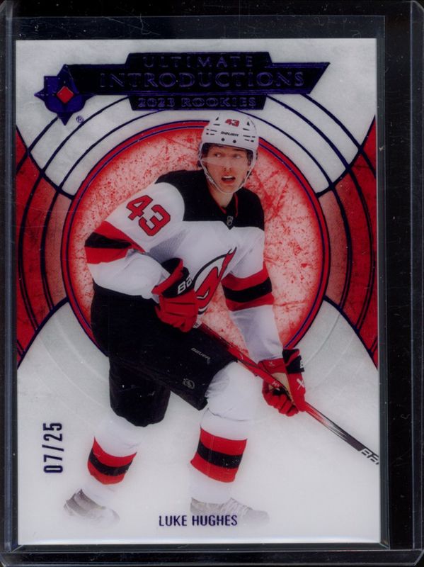 Luke Hughes 2023 Ultimate Collection #UI-90 Ultimate Introductions - Purple /25 Rookie RAW