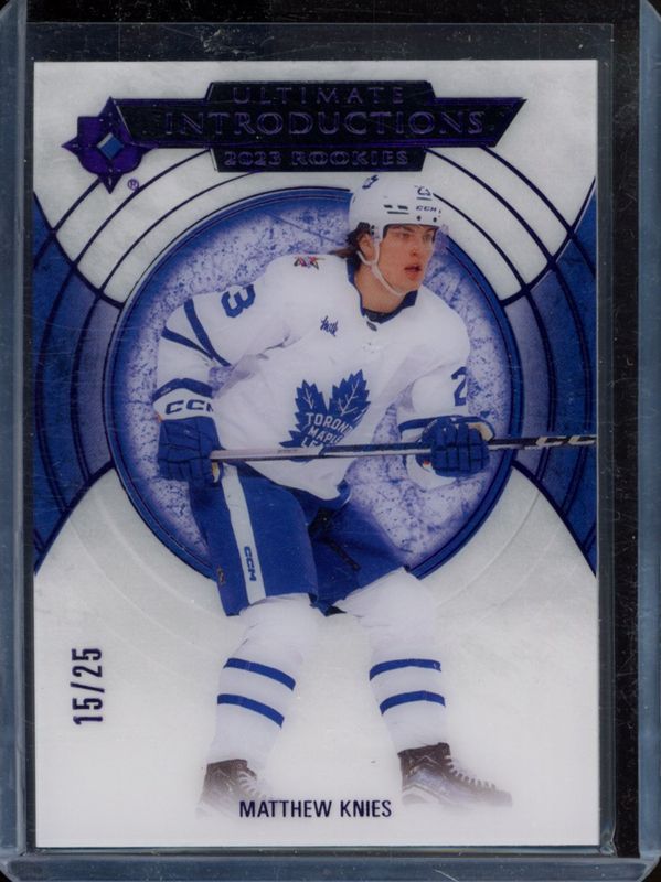 Matthew Knies 2023 Ultimate Collection #UI-5 Ultimate Introductions - Purple /25 Rookie RAW