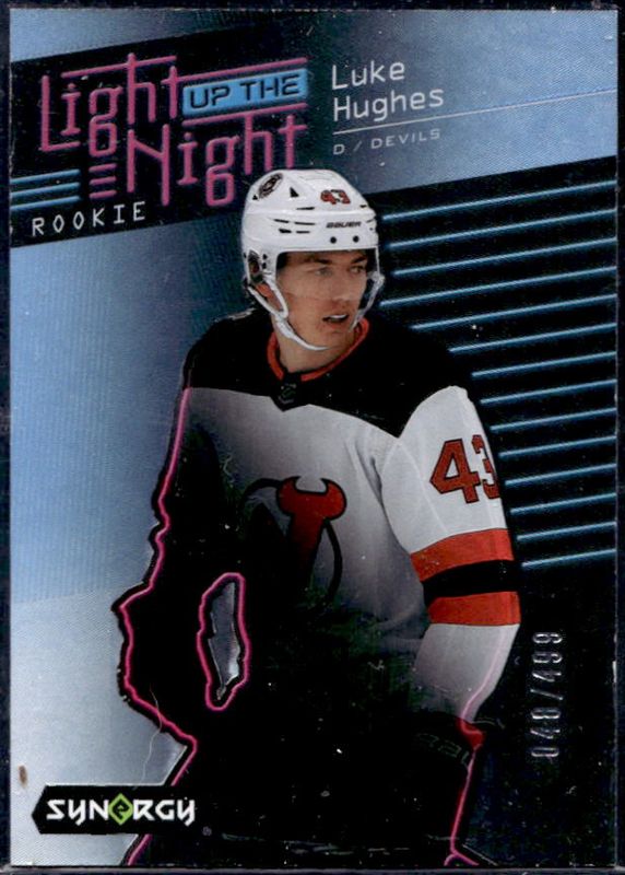 Luke Hughes 2023 Upper Deck Synergy #LN-LH Light Up the Night Rookies - Blue /499 RAW