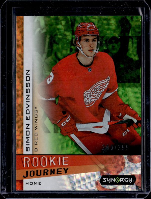 Simon Edvinsson 2023 Upper Deck Synergy #RJ-5 Rookie Journey Home - Green /399 RAW