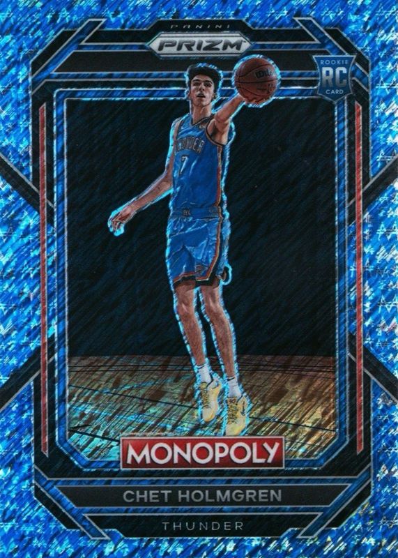 Chet Holmgren 2022 Prizm Monopoly #63 Blue Money Shimmer /10 Rookie RAW