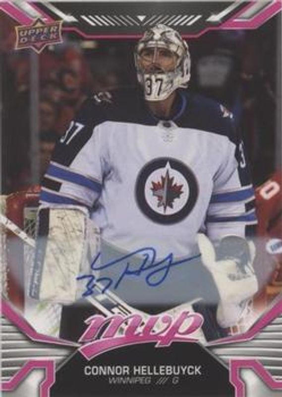 Connor Hellebuyck 2022 Upper Deck MVP #205 Autographs - Magenta RAW