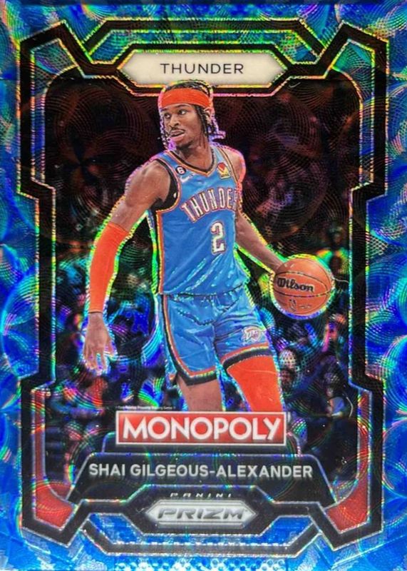 Shai Gilgeous-Alexander 2023 Prizm Monopoly #61 Boardwalk Blue Tiger Stripe RAW