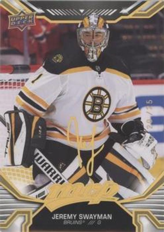 Jeremy Swayman 2022 Upper Deck MVP #67 Super Script /25 RAW