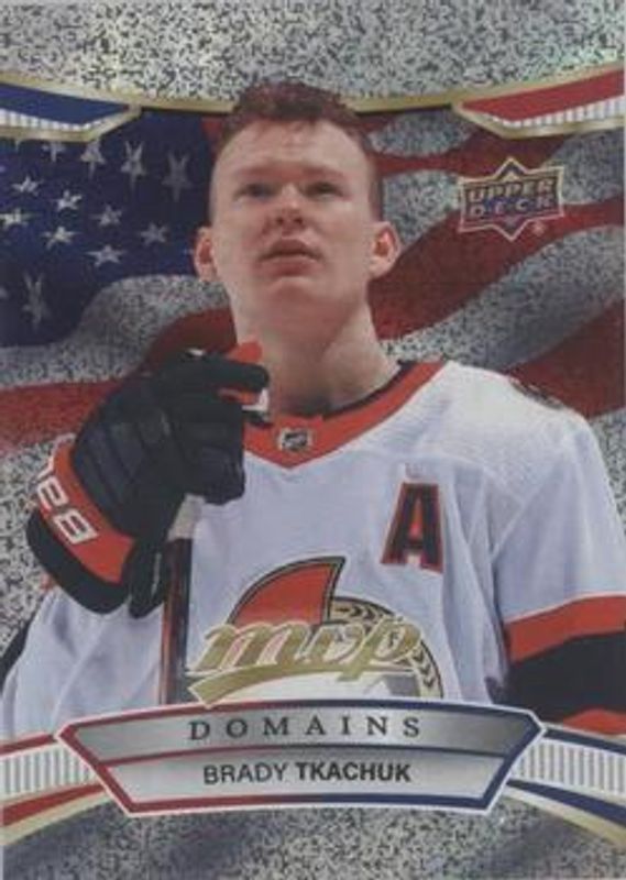 Brady Tkachuk 2022 Upper Deck MVP #NA-11 Domains - Gold RAW