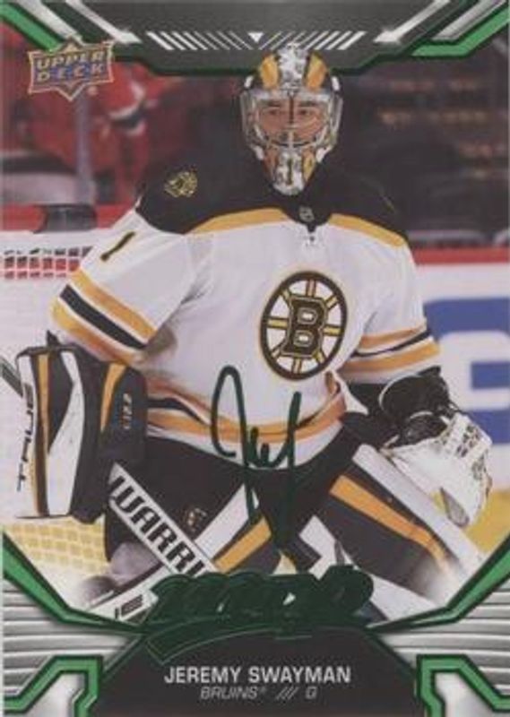 Jeremy Swayman 2022 Upper Deck MVP #67 Green Script RAW