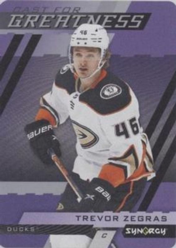 Trevor Zegras 2022 Upper Deck Synergy #CG-33 Cast For Greatness - Purple RAW