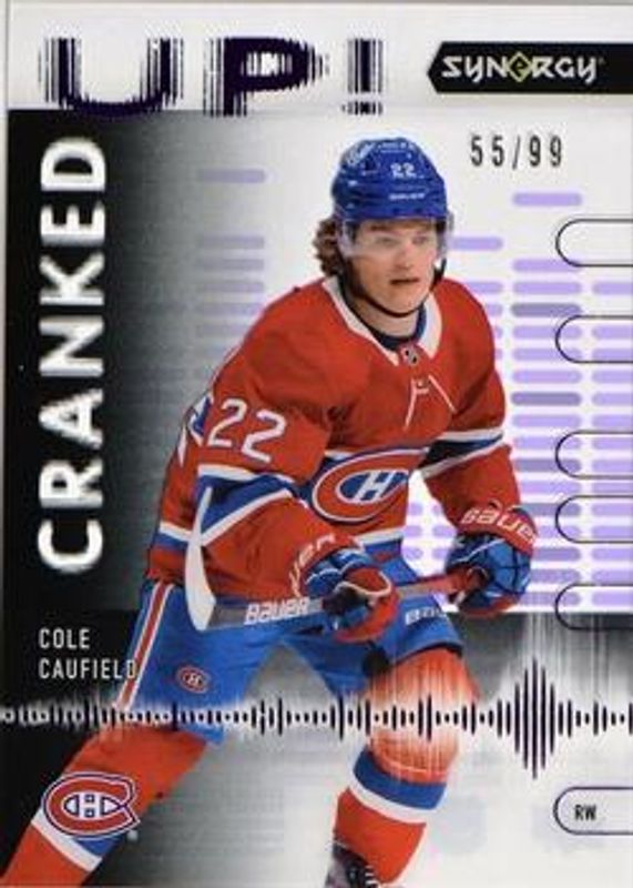 Cole Caufield 2022 Upper Deck Synergy #CU-CA Cranked Up - Purple /99 RAW