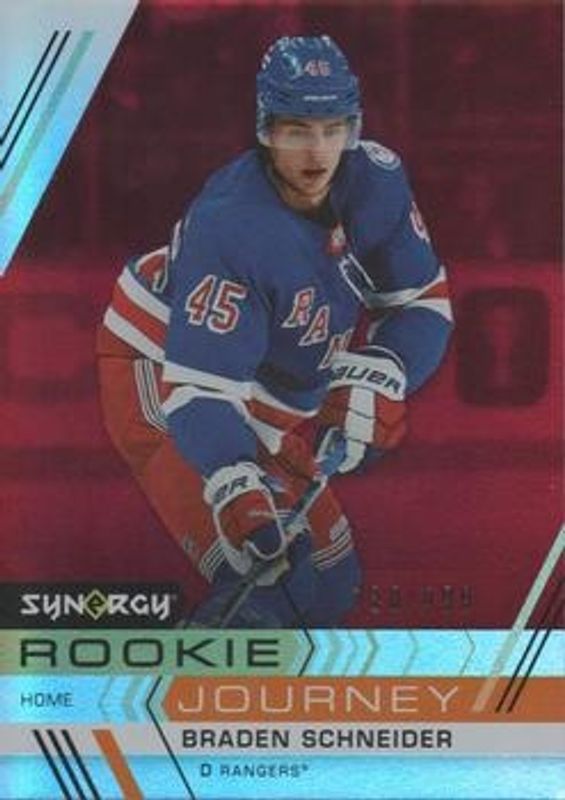 Braden Schneider 2022 Upper Deck Synergy #RJ-7 Rookie Journey Home - Red /499 RAW