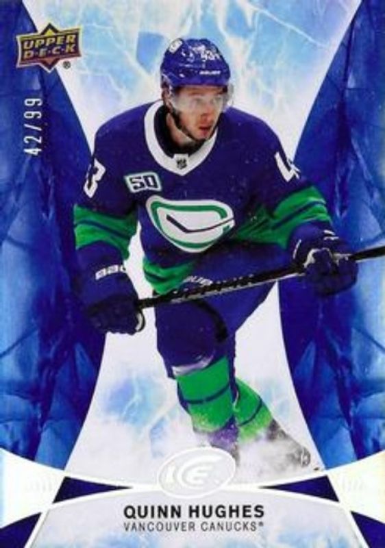 Quinn Hughes 2021 Upper Deck Ice #22 2020 - Royal Blue /99 RAW