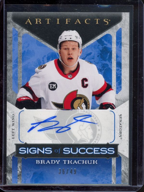 Brady Tkachuk 2021 Upper Deck Artifacts #SOS-BT Signs of Success /49 RAW