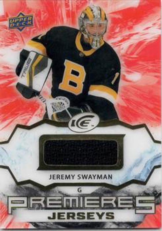 Jeremy Swayman 2021 Upper Deck Ice #IPA-JS Ice Premieres - Jersey Rookie RAW