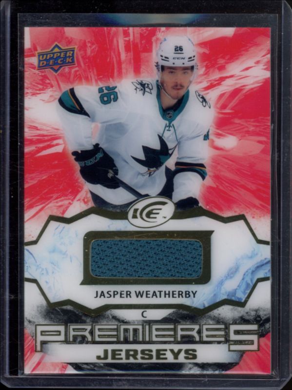 Jasper Weatherby 2021 Upper Deck Ice #IPA-JW Ice Premieres - Jersey Rookie RAW