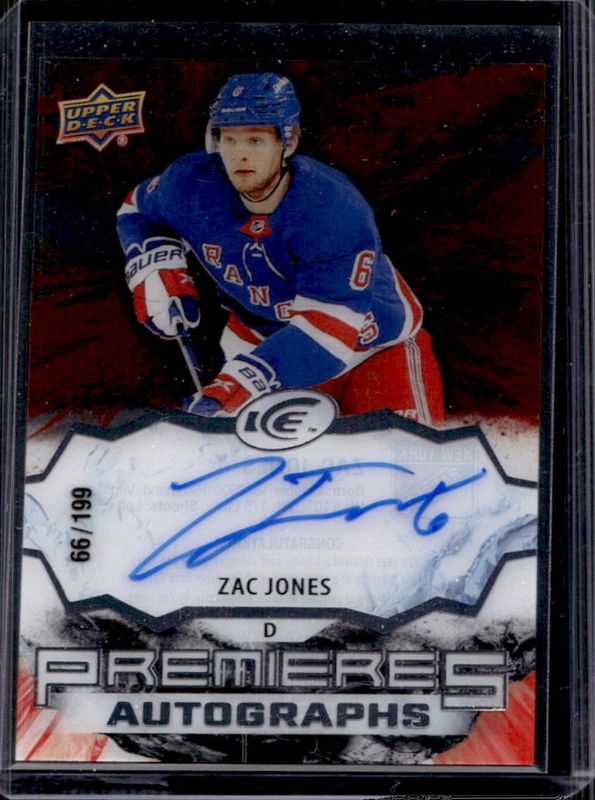 Zac Jones 2021 Upper Deck Ice #IPA-ZJ Ice Premieres Autographs /199 Rookie RAW