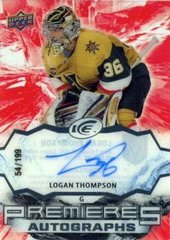 Logan Thompson 2021 Upper Deck Ice #IPA-LT Ice Premieres Autographs /199 Rookie RAW