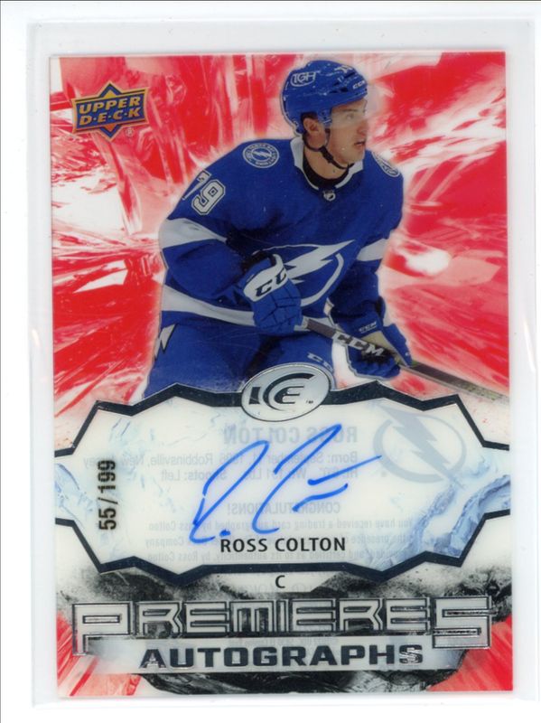 Ross Colton 2021 Upper Deck Ice #IPA-RC Ice Premieres Autographs /199 Rookie RAW