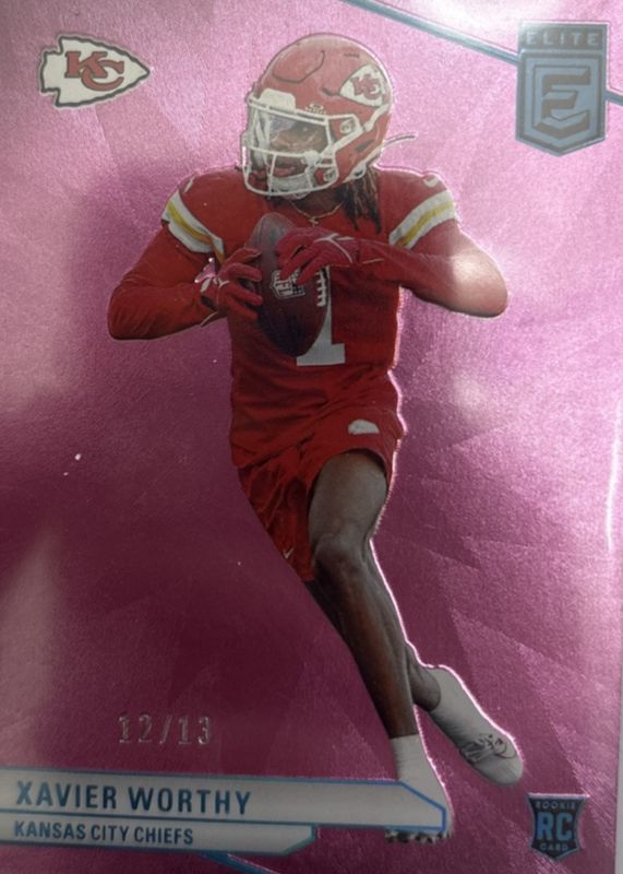 Xavier Worthy 2024 Elite #186 Pink FOTL /13 Rookie RAW