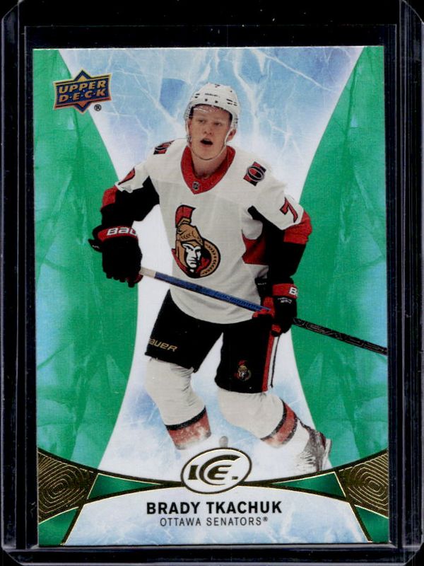 Brady Tkachuk 2021 Upper Deck Ice #40 2020 - Green RAW
