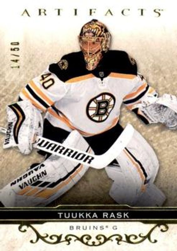 Tuukka Rask 2021 Upper Deck Artifacts #66 Yellow /50 RAW