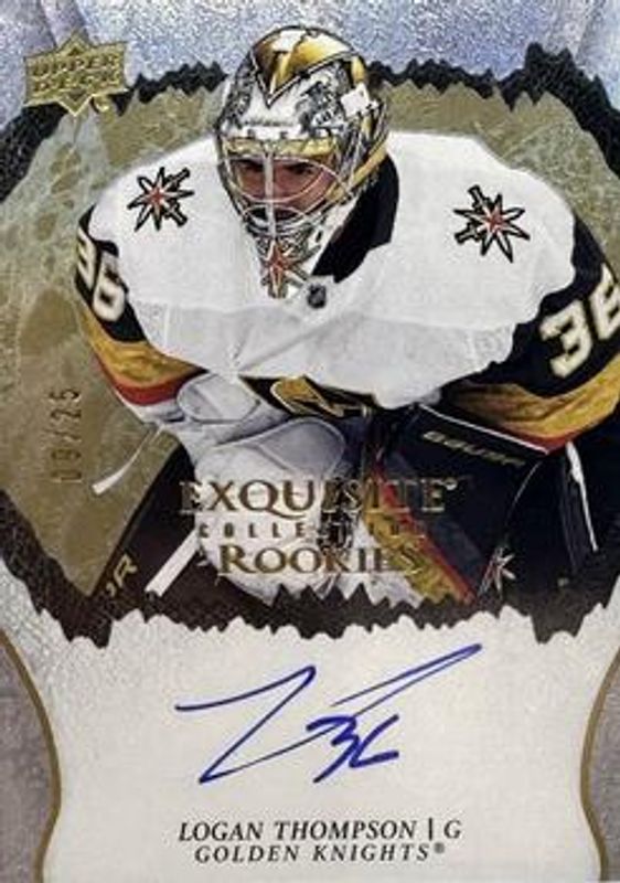 Logan Thompson 2021 Upper Deck Ice #R-LT Exquisite Collection Rookie Signatures - Gold /25 RAW
