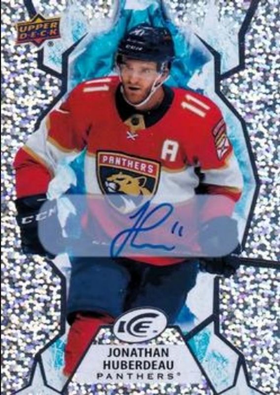 Jonathan Huberdeau 2021 Upper Deck Ice #69 Autographs White Snowflake RAW