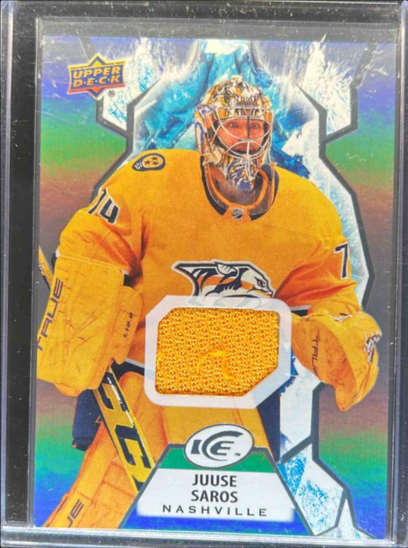 Juuse Saros 2021 Upper Deck Ice #74 Jersey RAW