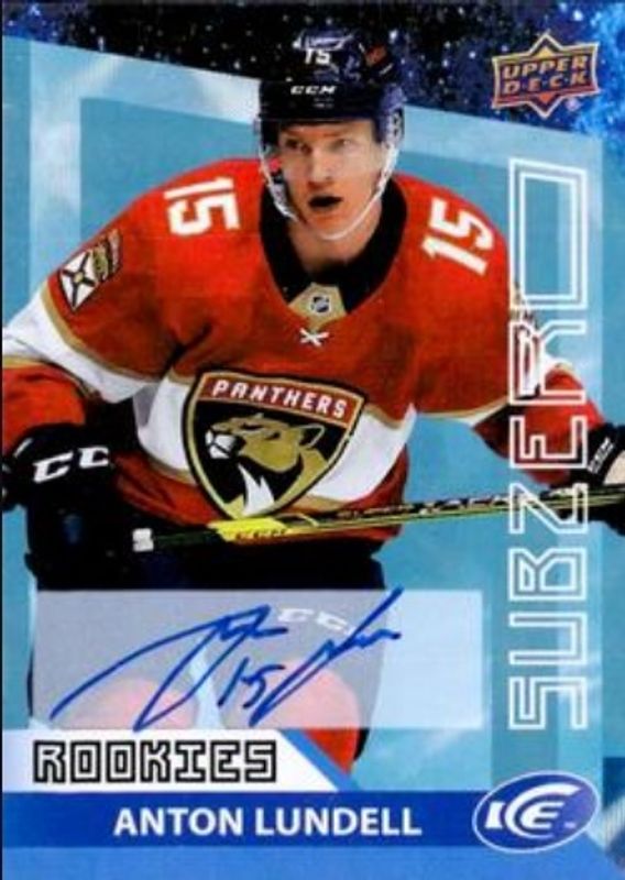 Anton Lundell 2021 Upper Deck Ice #SZ-36 Sub Zero Blue Autographs Rookie RAW