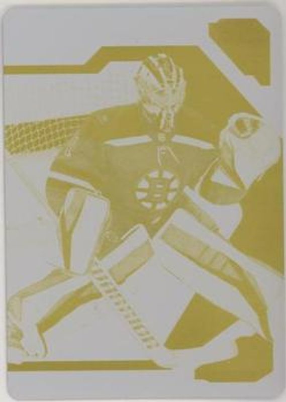 Jeremy Swayman 2021 Upper Deck MVP #95 20th Anniversary - Printing Plates Yellow /1 Rookie RAW