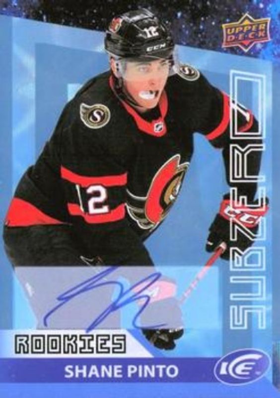 Shane Pinto 2021 Upper Deck Ice #SZ-32 Sub Zero Blue Autographs Rookie RAW