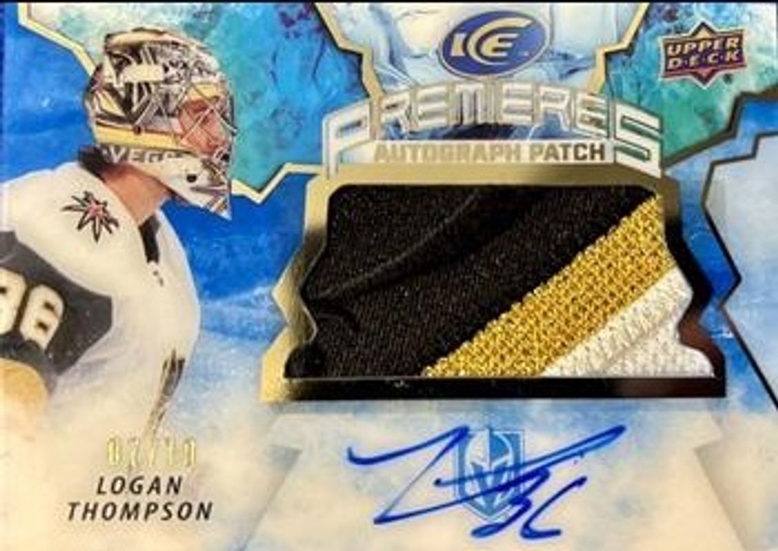 Logan Thompson 2021 Upper Deck Ice #IP-LT Ice Premieres Autographed Patches /10 Rookie RAW
