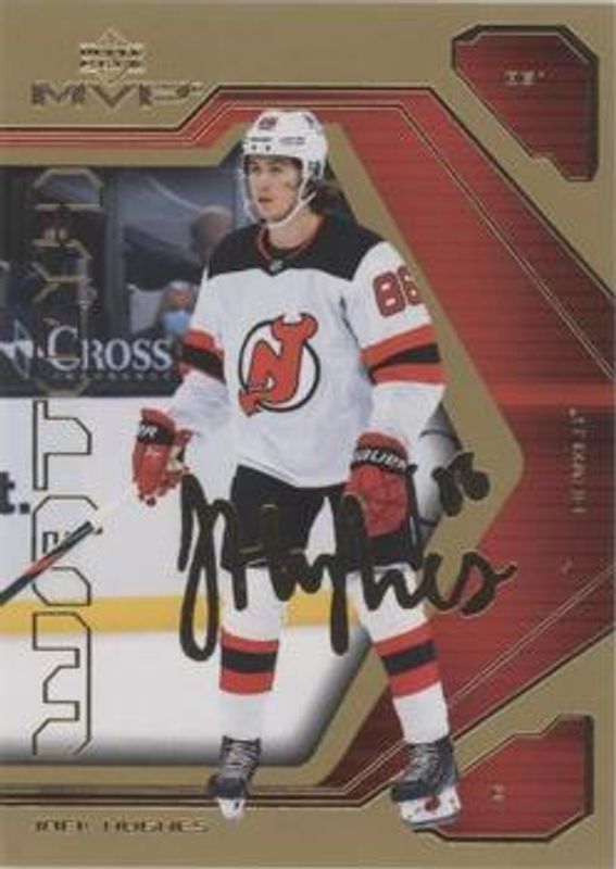 Jack Hughes 2021 Upper Deck MVP #14 20th Anniversary - Gold RAW