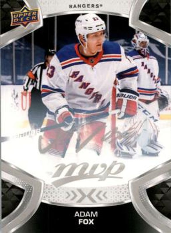 Adam Fox 2021 Upper Deck MVP #190 Silver Script RAW