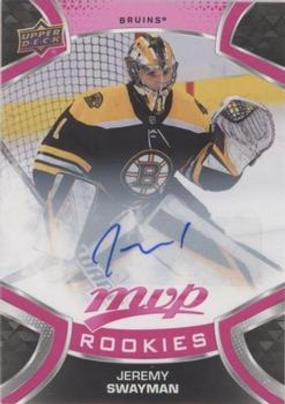 Jeremy Swayman 2021 Upper Deck MVP #235 Autographs - Magenta Rookie RAW