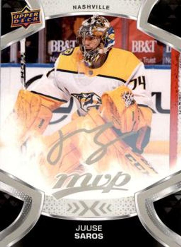 Juuse Saros 2021 Upper Deck MVP #95 Silver Script RAW