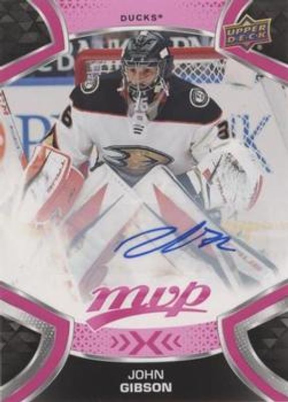 John Gibson 2021 Upper Deck MVP #206 Autographs - Magenta RAW