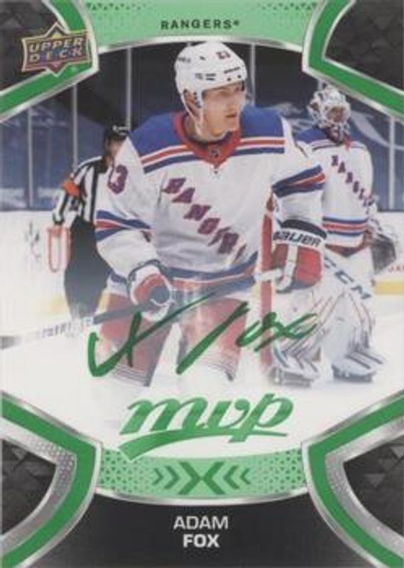 Adam Fox 2021 Upper Deck MVP #190 Green Script RAW